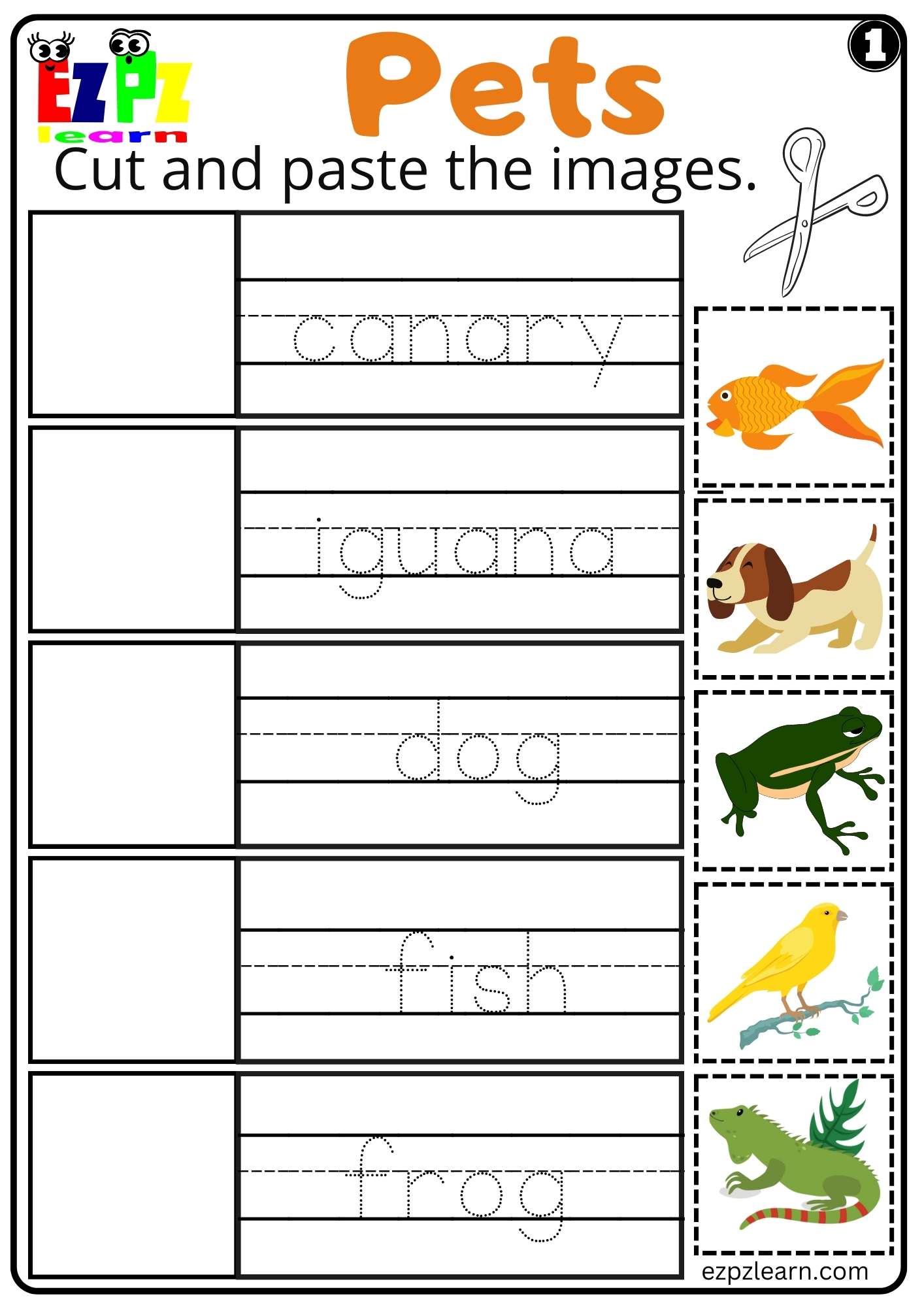 worksheets pets preschool